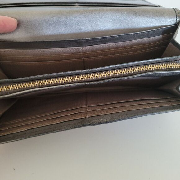 Nina Ricci Vintage Leather Long Wallet Metalic Silver Envelope Designer - Picture 4 of 9